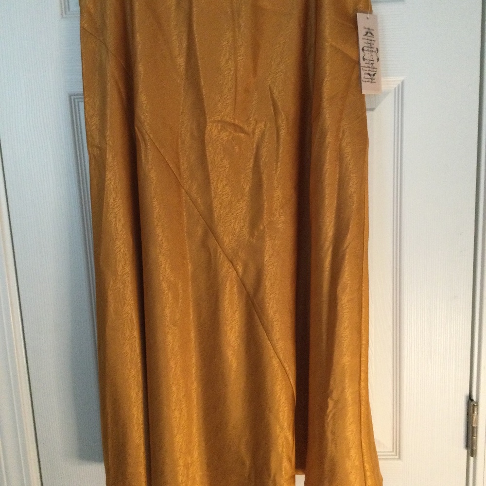 Nanette Lepore yellow satin midi skirt